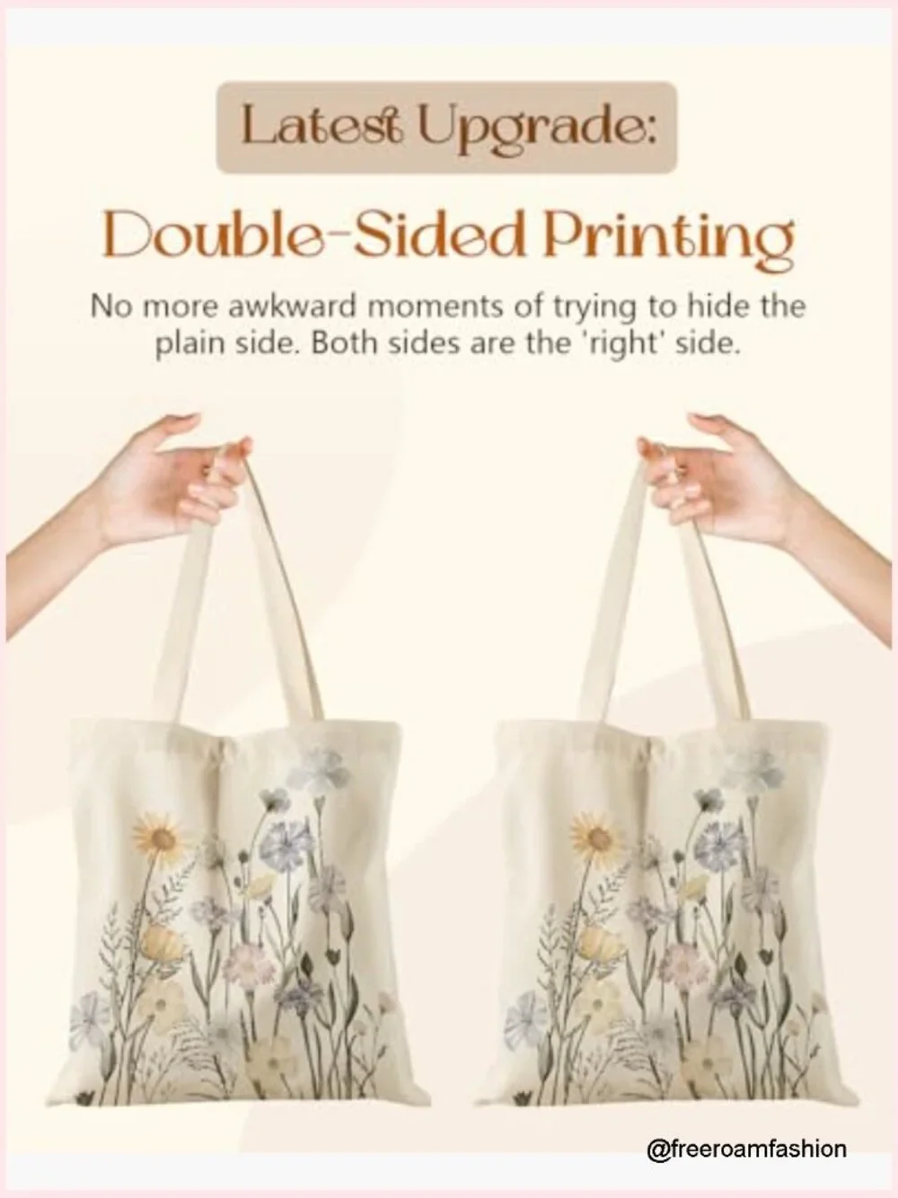 Large Canvas Cotton Tote Bag with Magnetic Buckle and Zipper Pocket